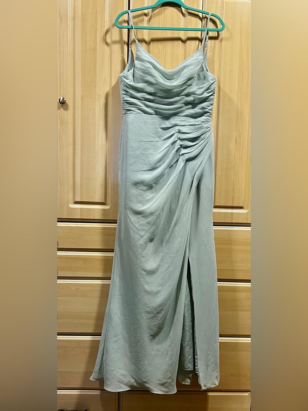 Azazie Sage Green Maxi Skirt with Side Ruching